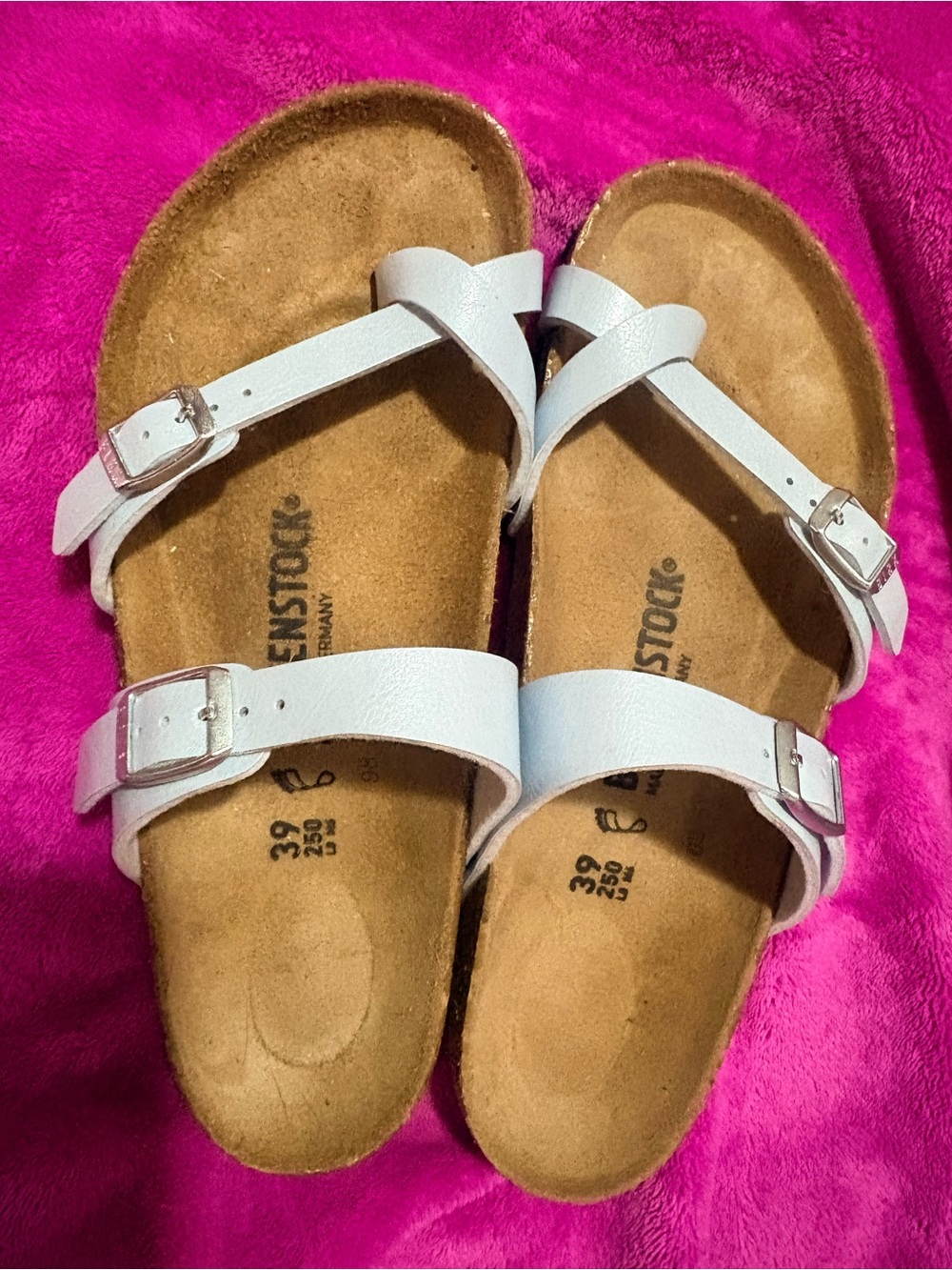 Birkenstock Womens Baby Blue Double-Buckle Cross-Strap Sandals